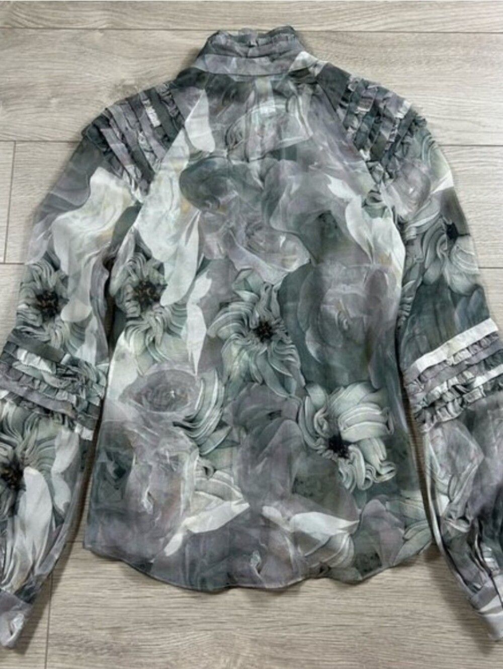 Diane Von Furstenberg DVF Pintura Silk Floral Print Button-Up Blouse Top - Picture 5 of 12